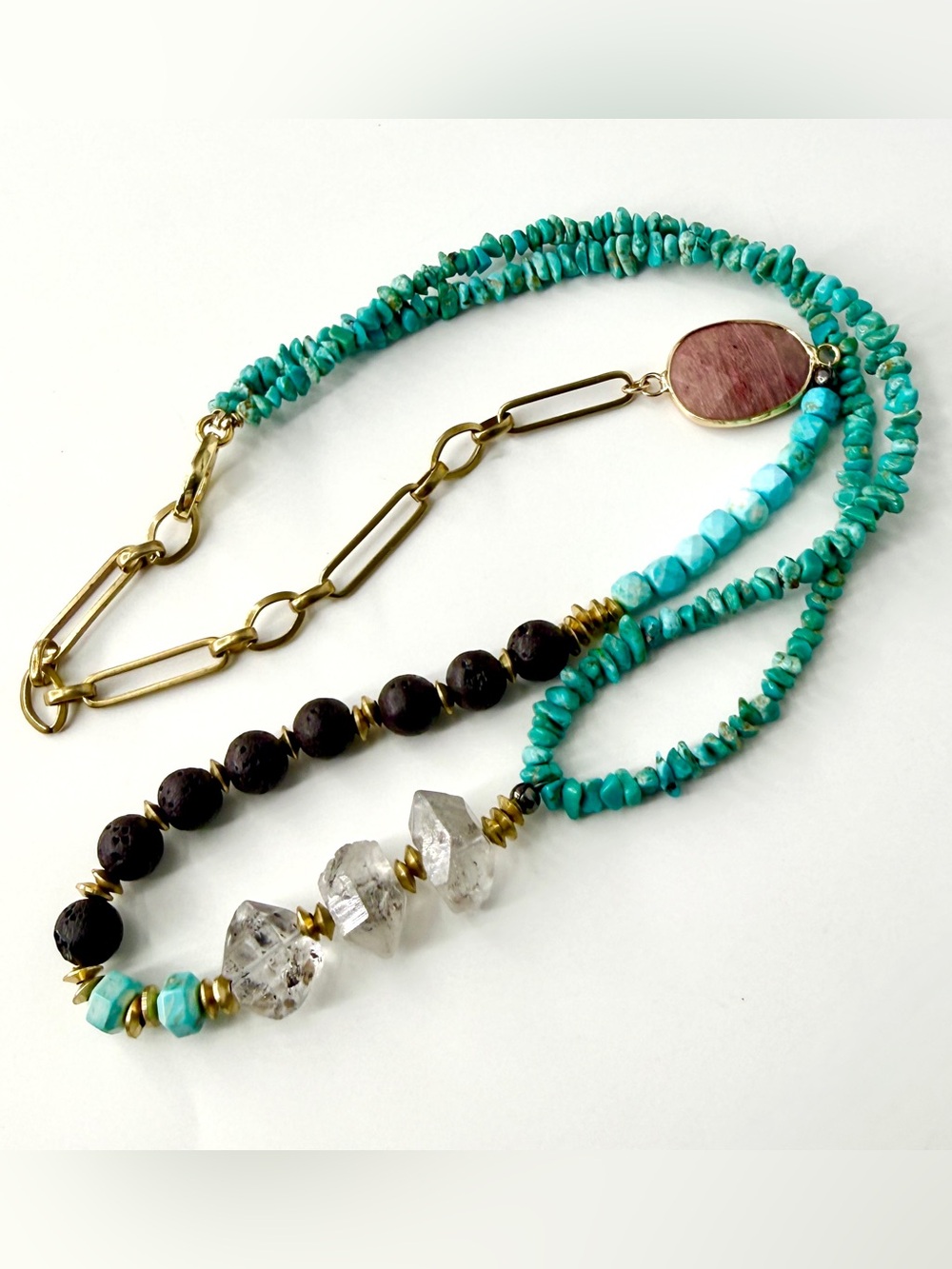 Mixed Gemstone Necklace, Turquoise Jewelry, Sundance Inspired Jewelry